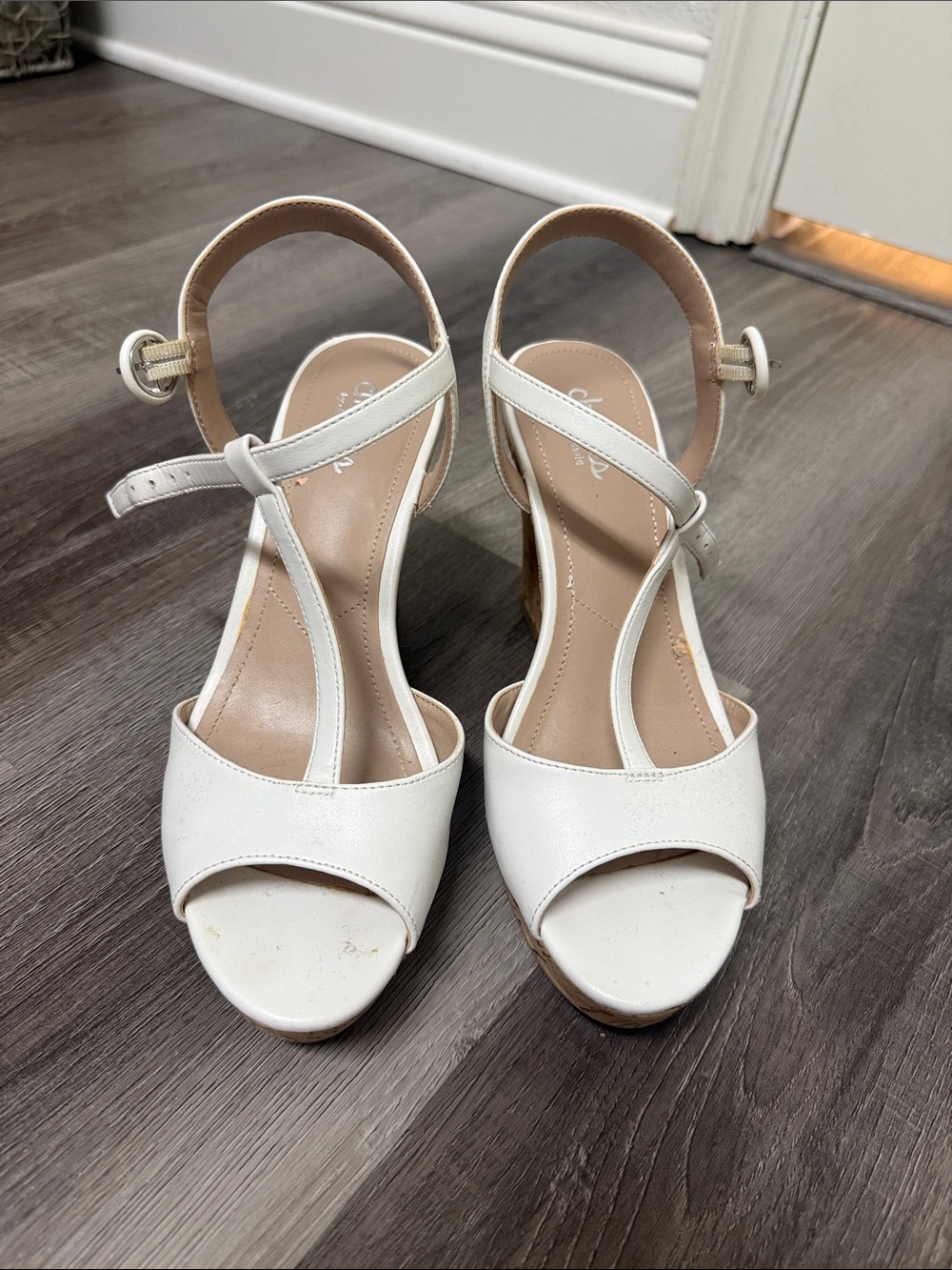 Charles By Charles David White Open-Toe Strappy Heels 8.5